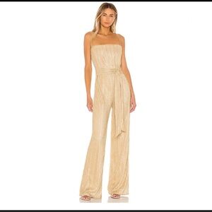Nookie Gold Strapless Jumpsuit with Waist Tie